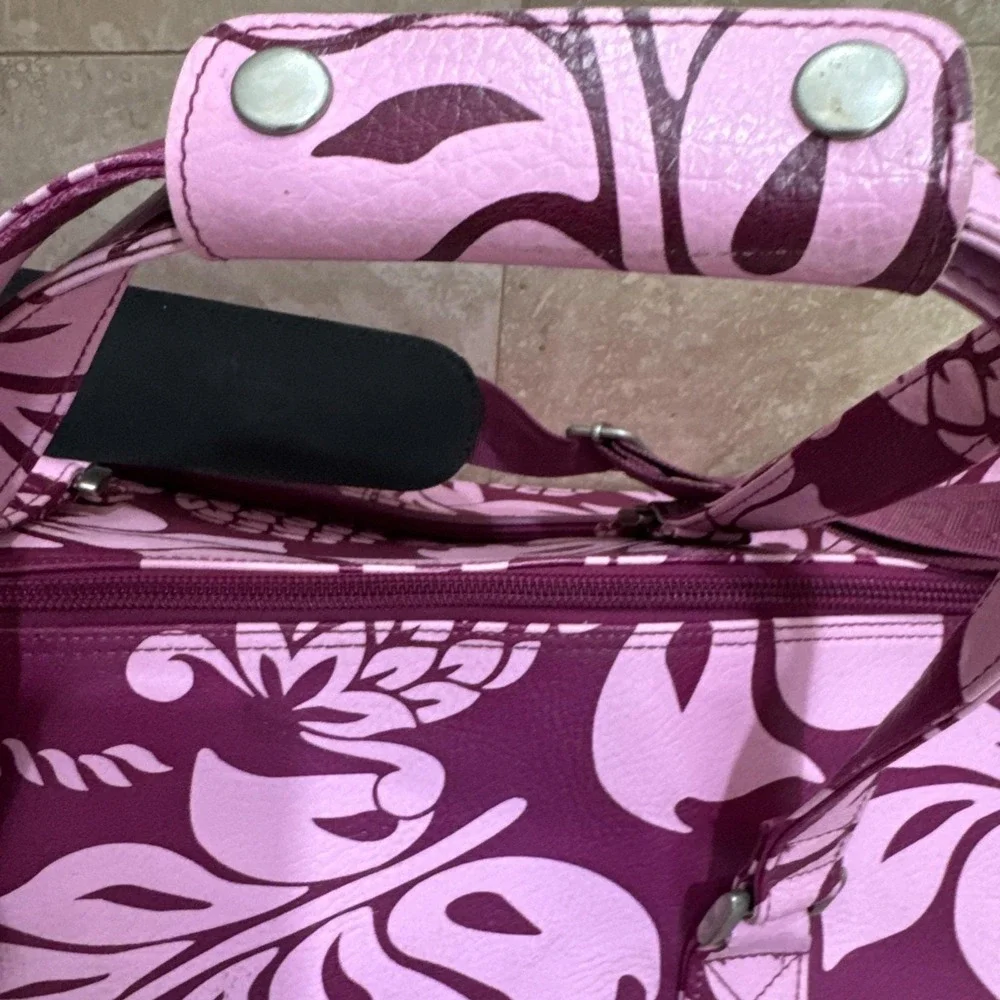 Vintage Roxy Hot Pink Tropical Floral Suitcase Y2K 90s Luggage Duffle Bag 22x12